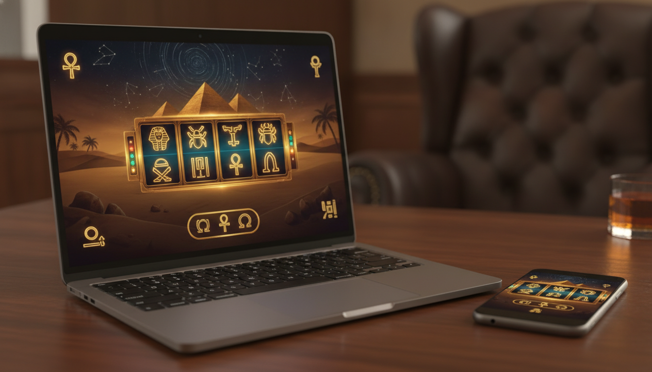 Interfaccia di AmunRa Casino con slot a tema egizio e bonus di benvenuto