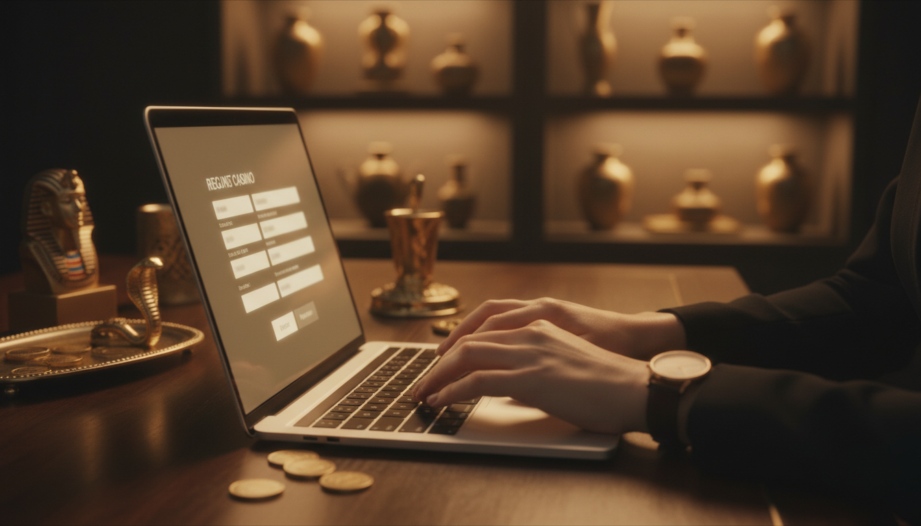 Giocatore che compila il modulo di registrazione di un casino online su laptop